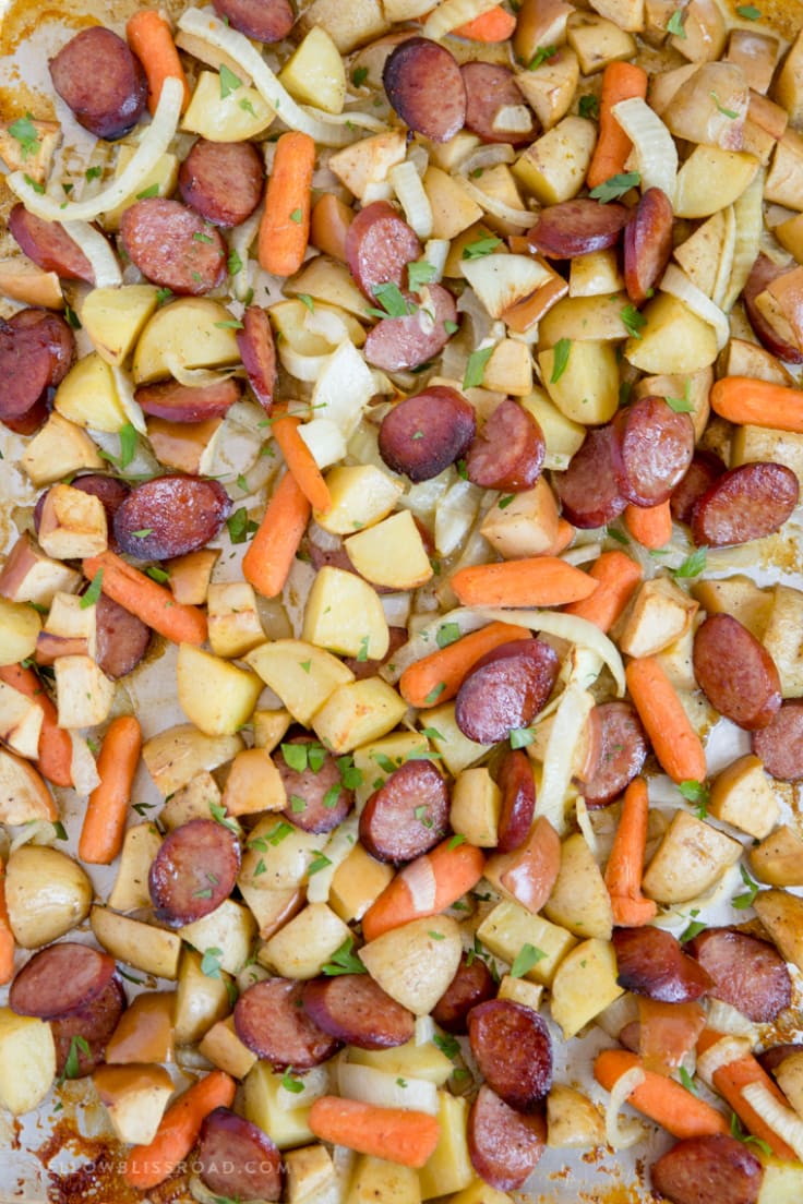 Smoked Sausage Apple Sheet Pan Dinner Best Easy Weeknight Meals