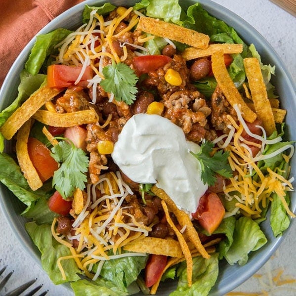 Ground Turkey Taco Salad Recipe | YellowBlissRoad.com