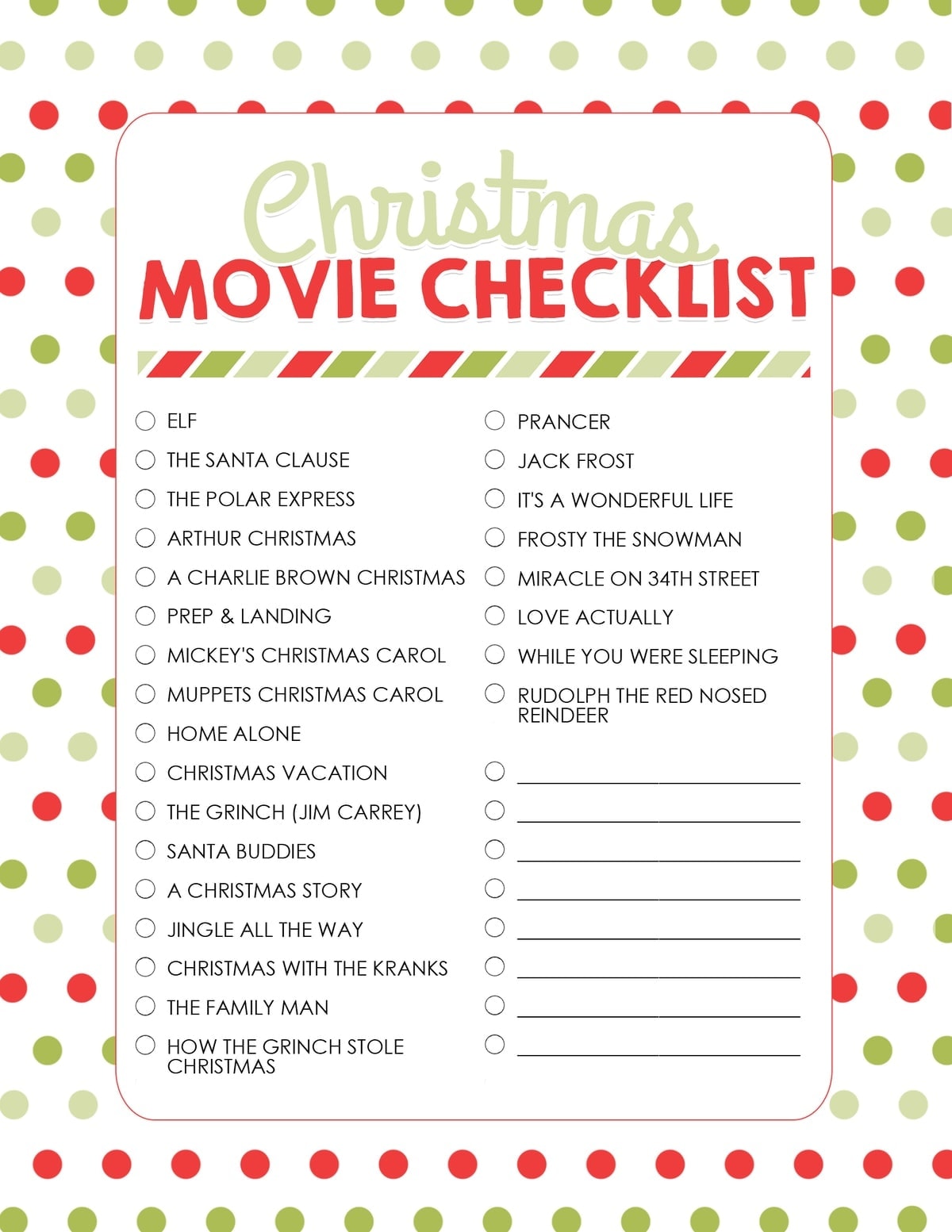 Christmas Checklist Printable Printable Word Searches