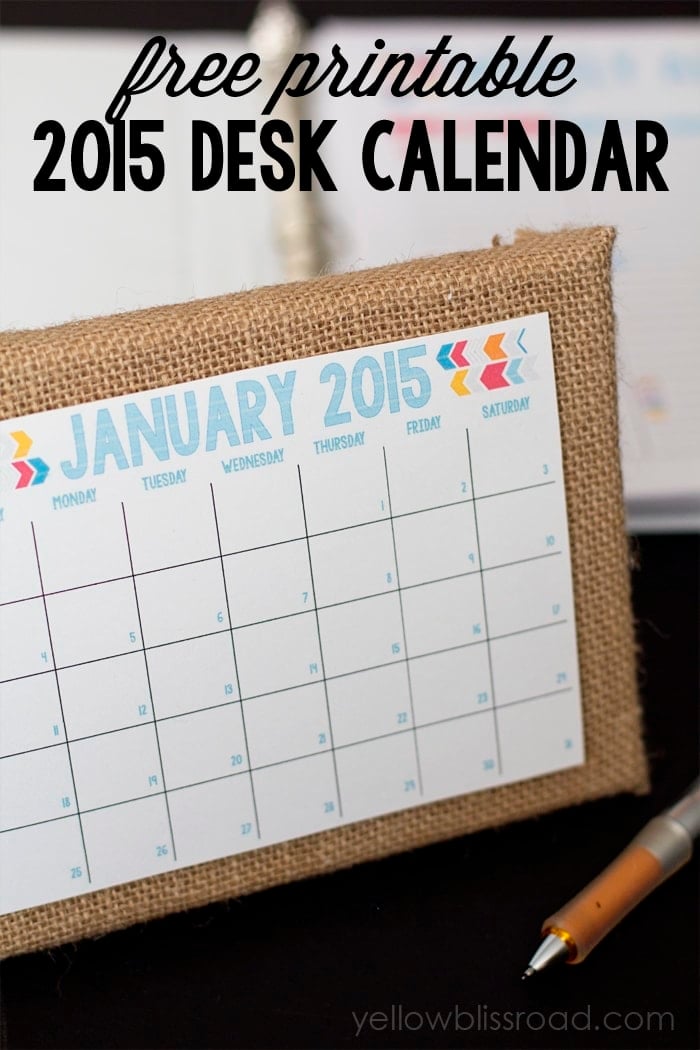 FREE Printable 2015 Desk Calendar