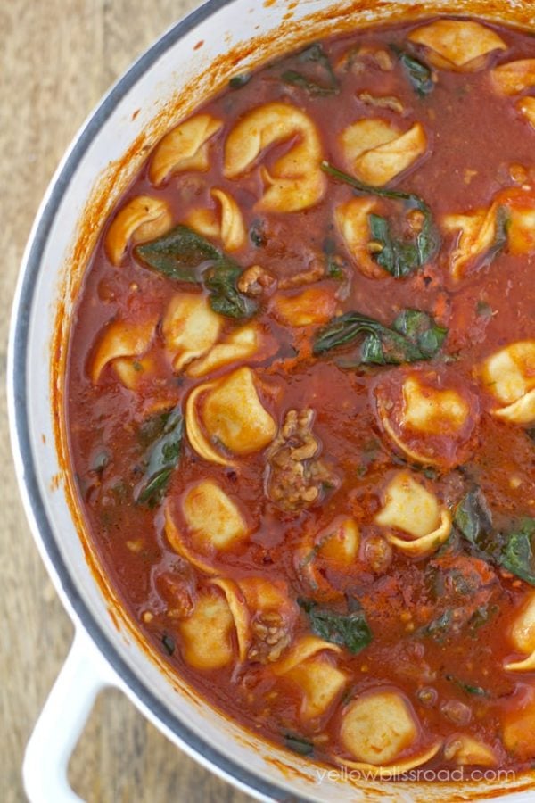 Tortellini Soup with Italian Sausage & Spinach | YellowBlissRoad.com