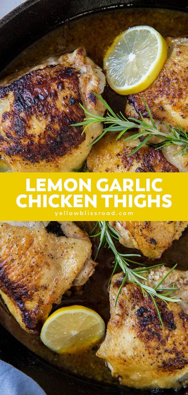 Pan Roasted Lemon Garlic Chicken Thighs | YellowBlissRoad.com