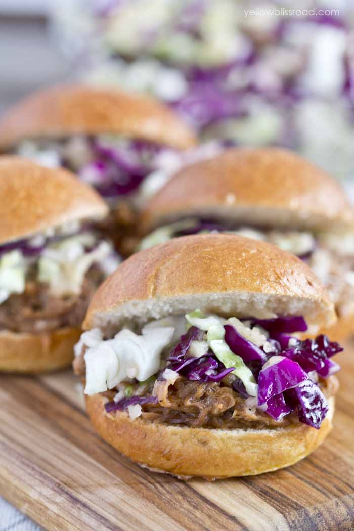 Slow Cooker Barbecue Pulled Pork Sliders & Pineapple Slaw - Yellow ...
