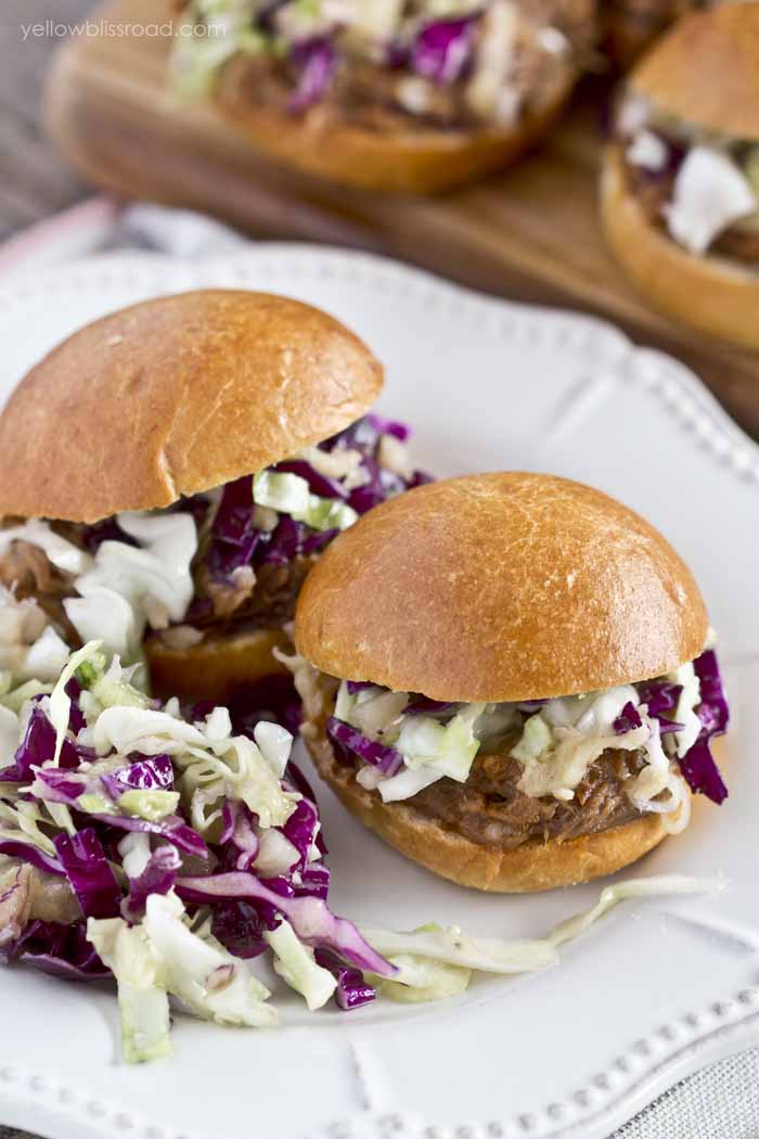 Slow Cooker Barbecue Pulled Pork Sliders & Pineapple Slaw - Yellow ...