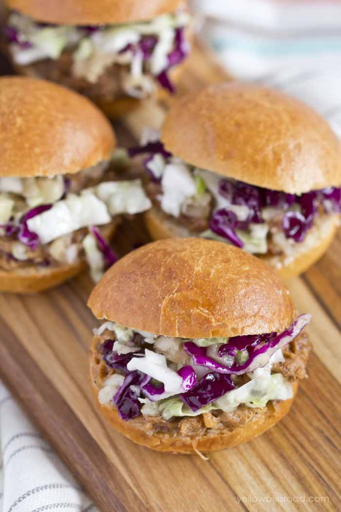Slow Cooker Barbecue Pulled Pork Sliders & Pineapple Slaw - Yellow ...