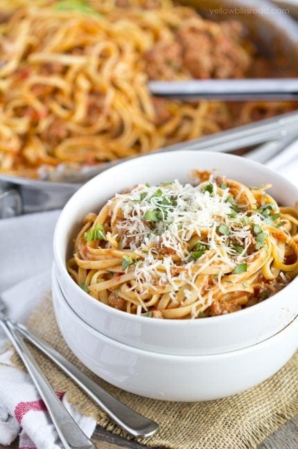 Pasta with Meat Sauce - Yellow Bliss Road