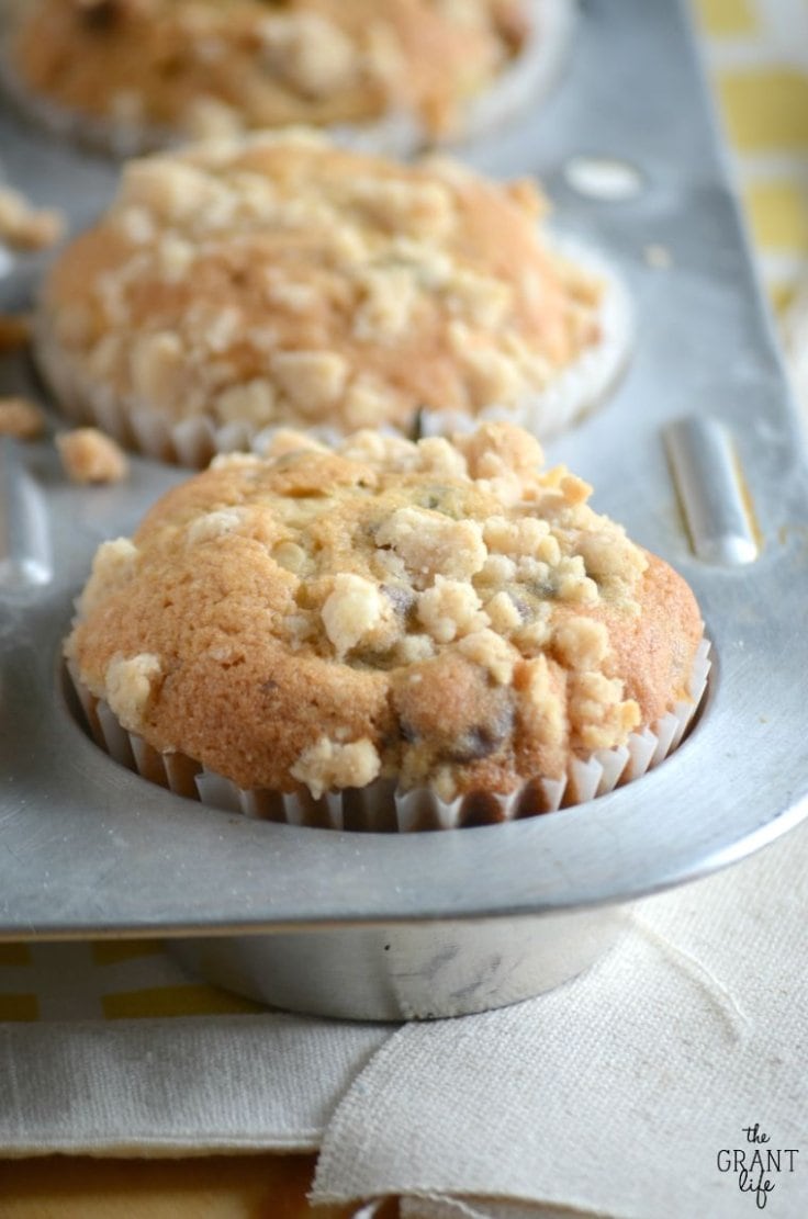 Bakery Style Chocolate Chip Muffins With Crumb Topping