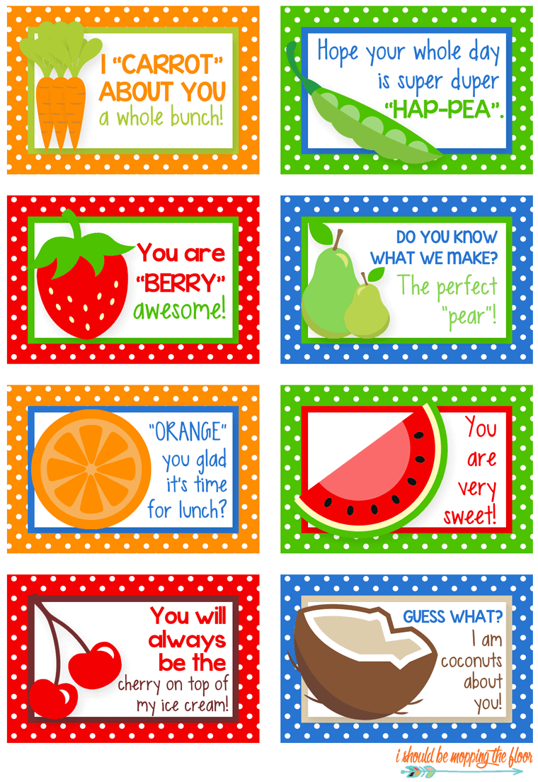 Funny Fruity LunchBox Notes Free Printable YellowBlissRoad