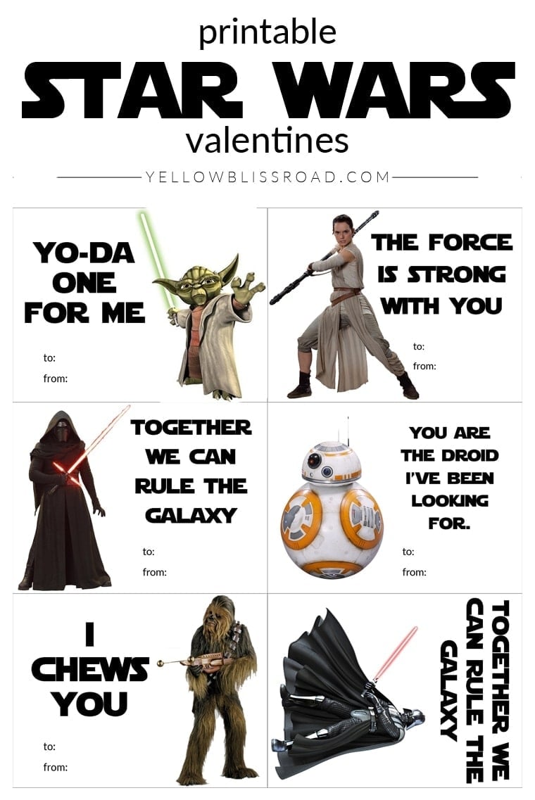 Printable Star Wars Valentine s Day Cards Yellow Bliss Road