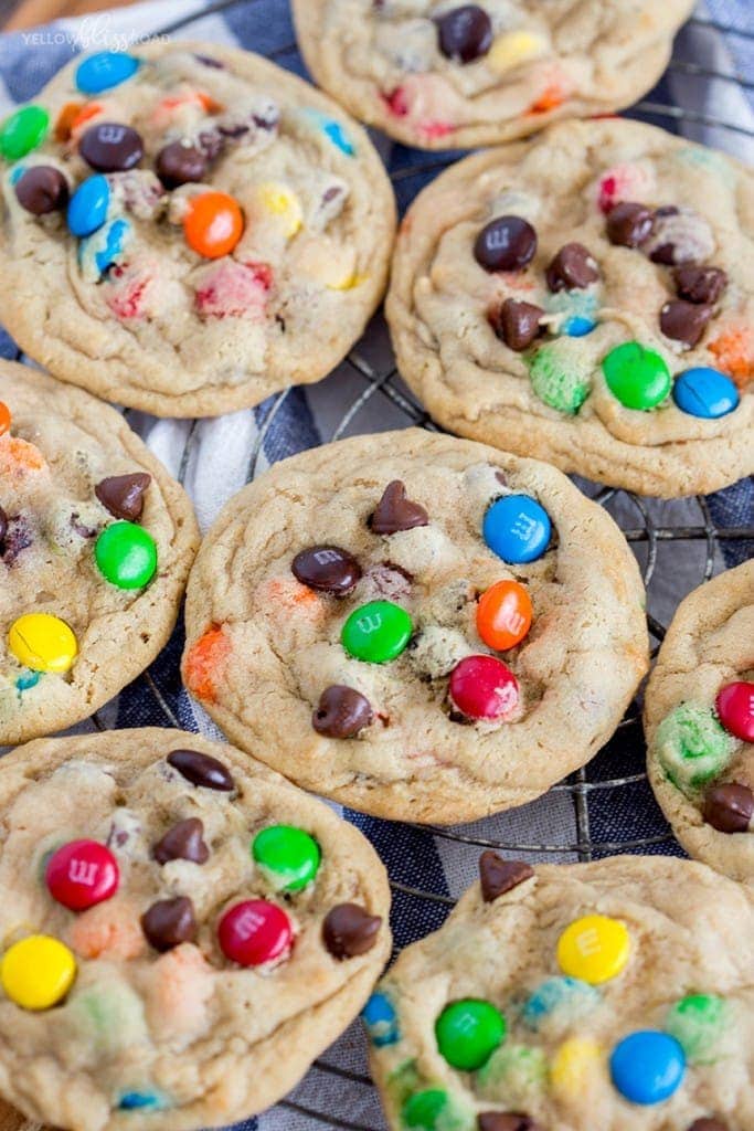 Chocolate Chip Cookies with M&Ms - Yellow Bliss Road