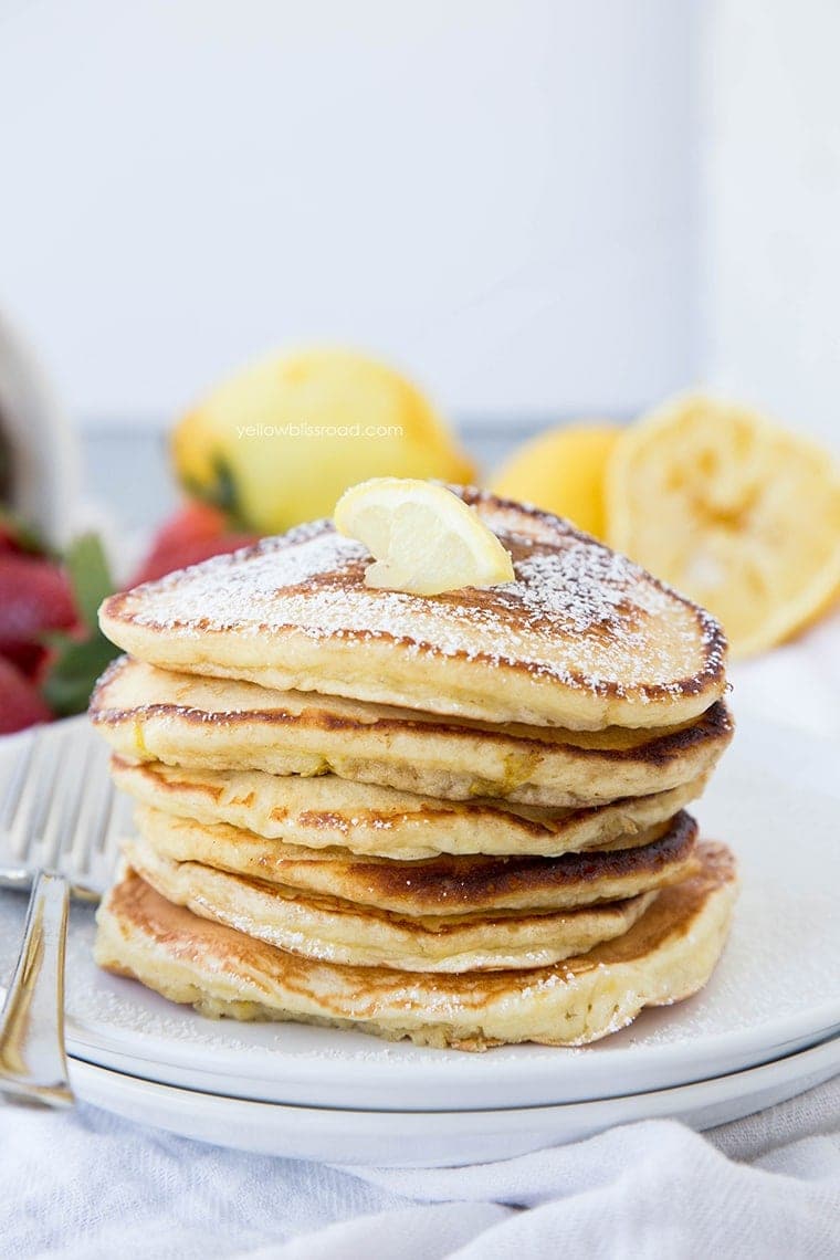 Lemon Pancakes with Fresh Strawberry Syrup  Yellow Bliss Road