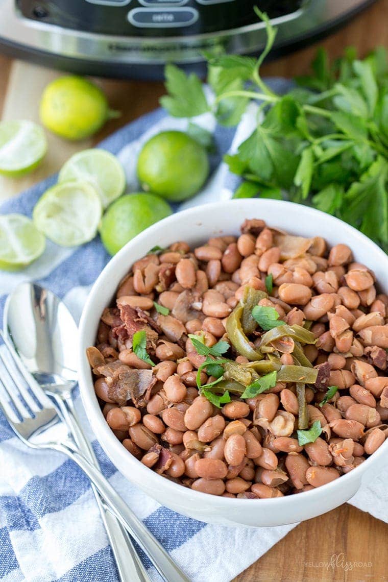 Mexican Beans (Slow Cooker Pinto Beans) | YellowBlissRoad.com
