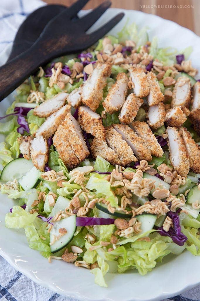 Baked Crispy Chicken Salad with Asian Style Honey Mustard Dressing ...