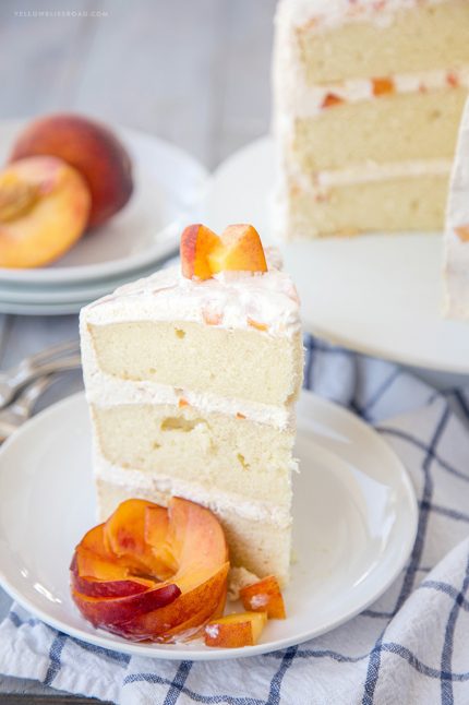 Vanilla Peach Layer Cake - Peaches & Cream Cake