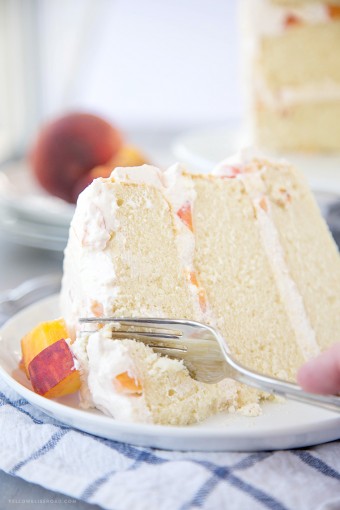 Vanilla Peach Layer Cake - Peaches & Cream Cake