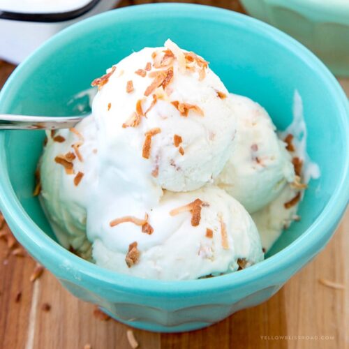 Toasted Coconut No Churn Ice Cream - Yellow Bliss Road