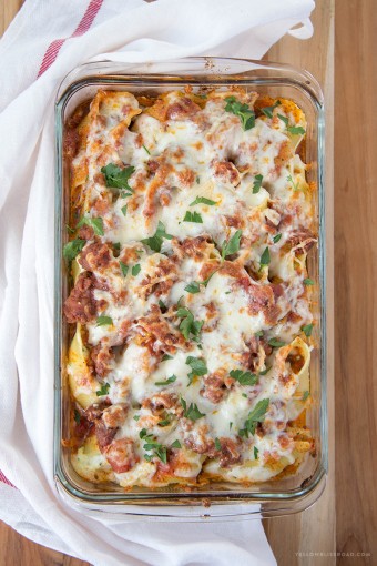 Zucchini Stuffed Shells with Italian Sausage - Yellow Bliss Road