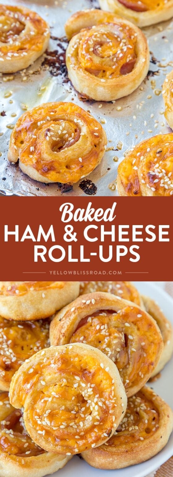 Baked Ham & Cheese Roll-Ups | YellowBlissRoad.com
