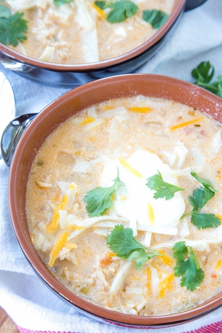 Green Chile Chicken Enchilada Soup - Yellow Bliss Road