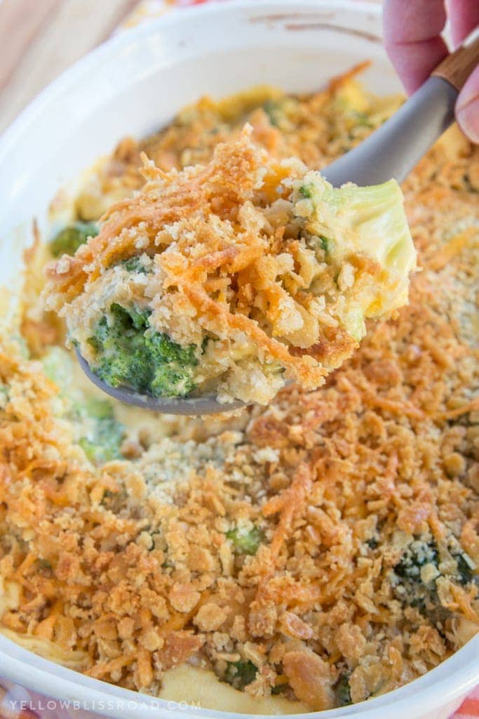 Cheesy Broccoli Casserole with Crushed Cracker Topping