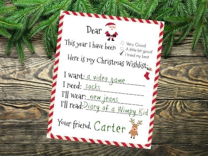 Dear Santa Printable Wishlist - Yellow Bliss Road