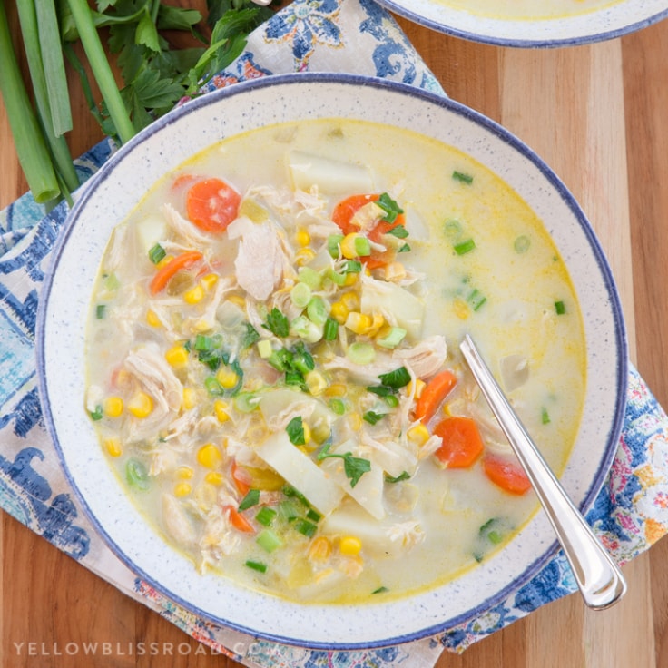 Chicken & Corn Chowder | YellowBlissRoad.com