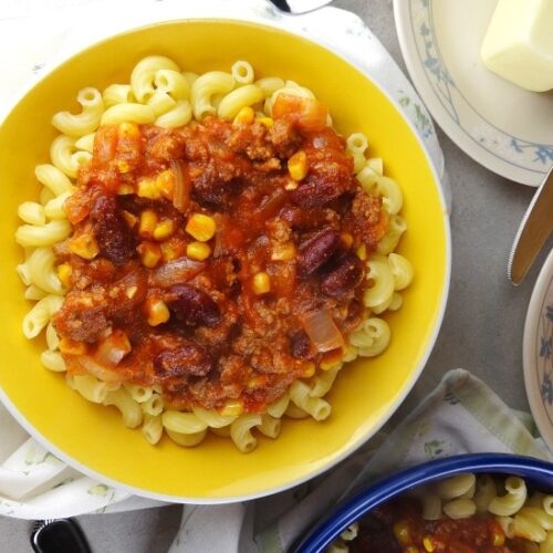 Easy Goulash with Corn & Kidney Beans Yellow Bliss Road