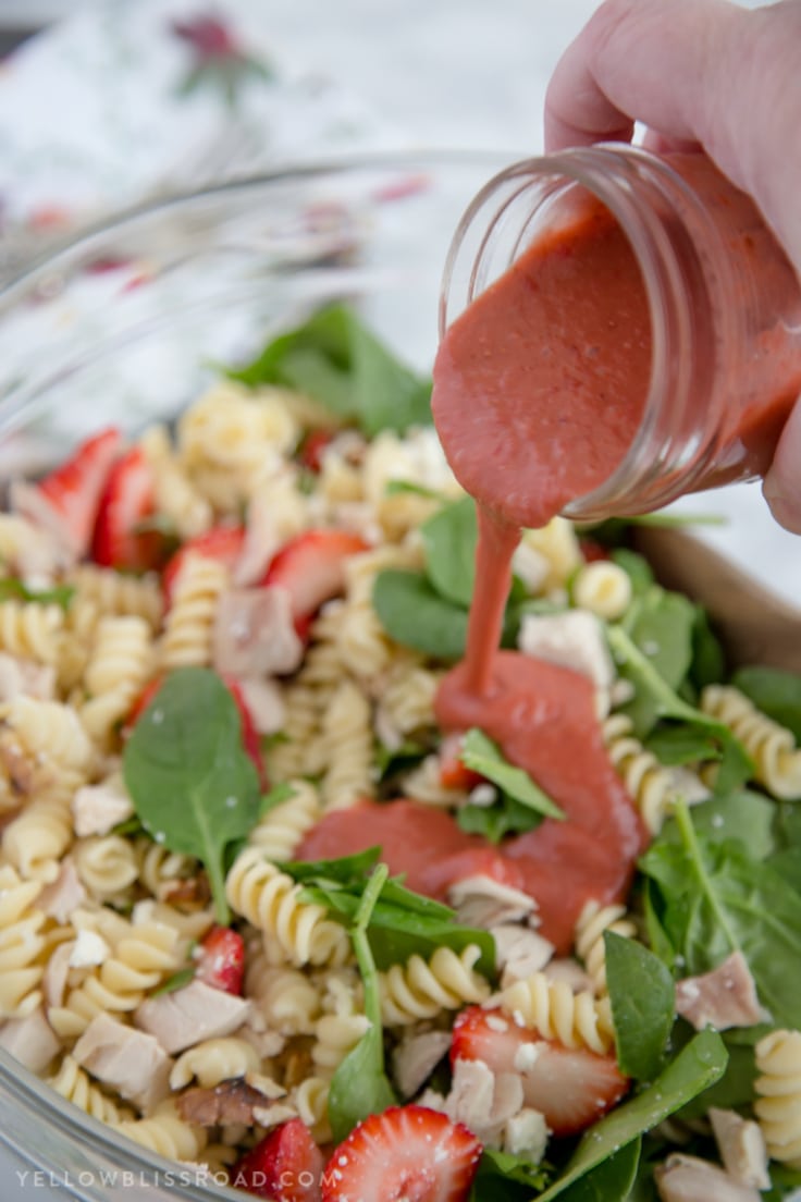 Balsamic Strawberry Pasta Salad Yellow Bliss Road