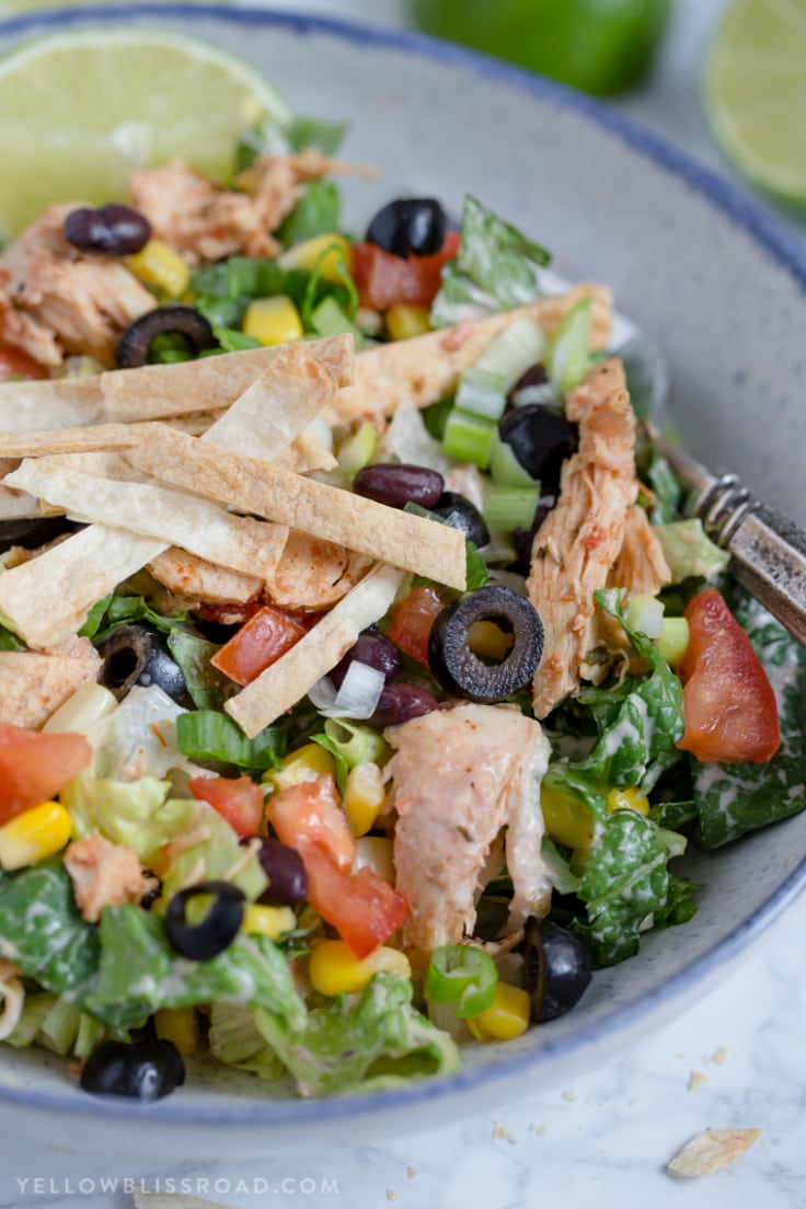 Chicken Taco Salad with Spicy Salsa Ranch Dressing