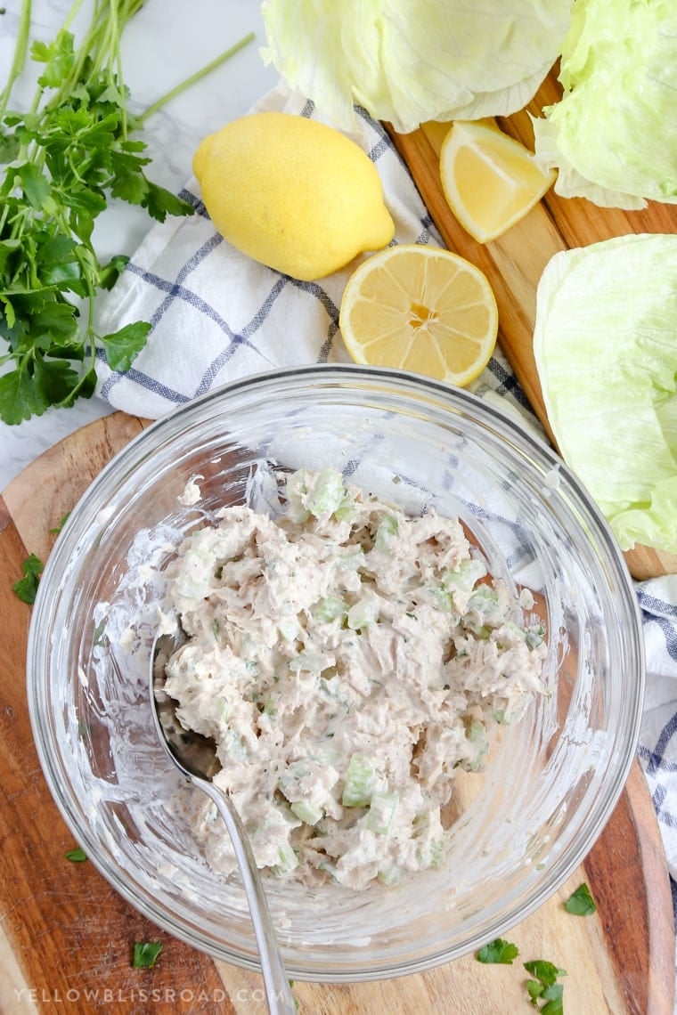 Tuna Salad Lettuce Wraps with Lemon, Dill and Black Pepper Mayo