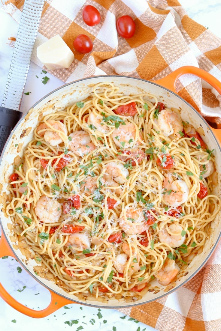 Garlic Tomato & Shrimp Pasta | Easy Weeknight Meal