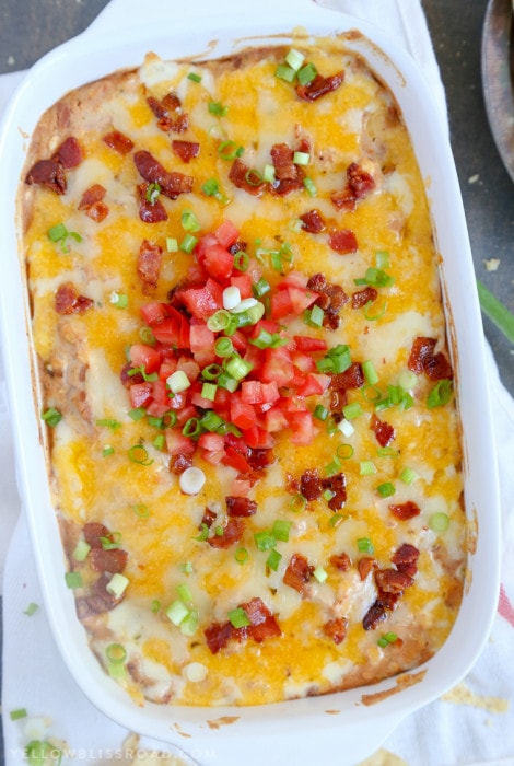 Cheddar Bacon Ranch Bean Dip (Refried Bean Dip Recipe)