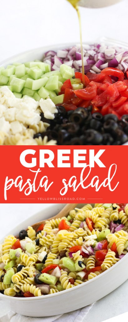 Easy Greek Pasta Salad Recipe | YellowBlissRoad.com