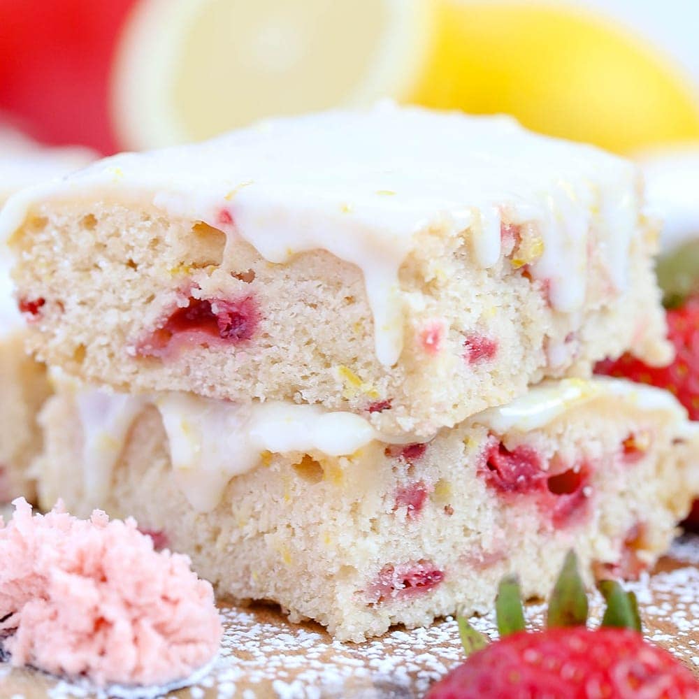 Strawberry Lemon Bars With Fresh Strawberries And A Tart Lemon Glaze