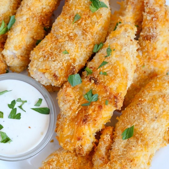 Crispy Cheesy Baked Chicken Tenders Recipe (baked not fried!)