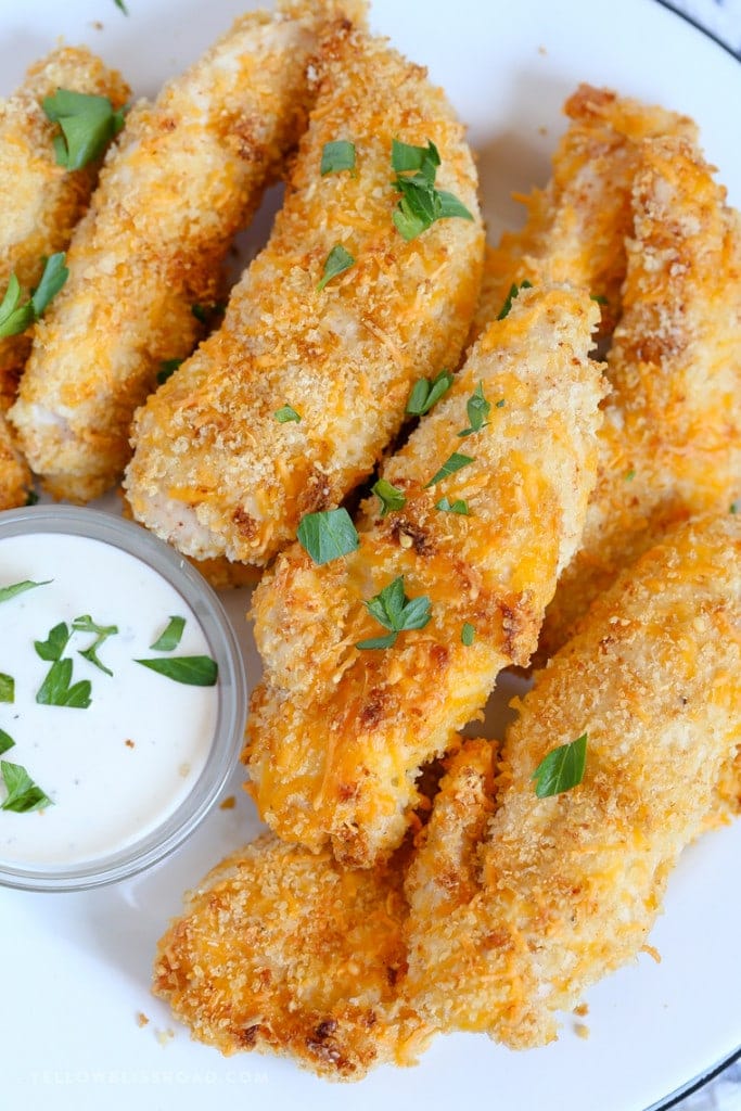 Crispy Cheesy Baked Chicken Tenders Recipe (baked not fried!)