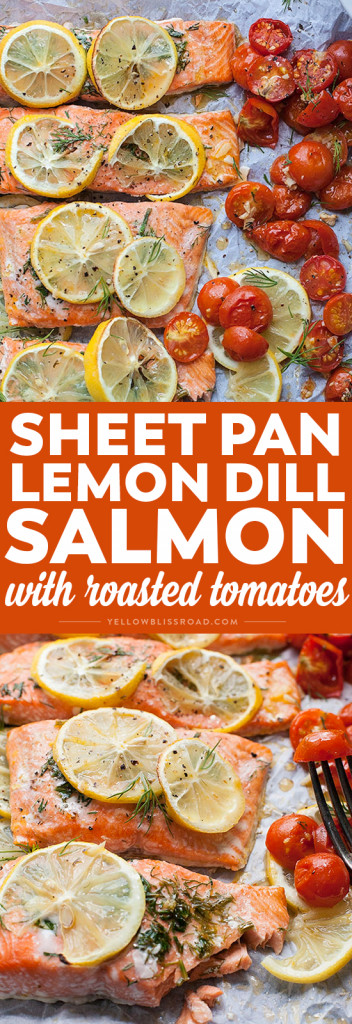 Sheet Pan Salmon with Roasted Tomatoes | YellowBlissRoad.com