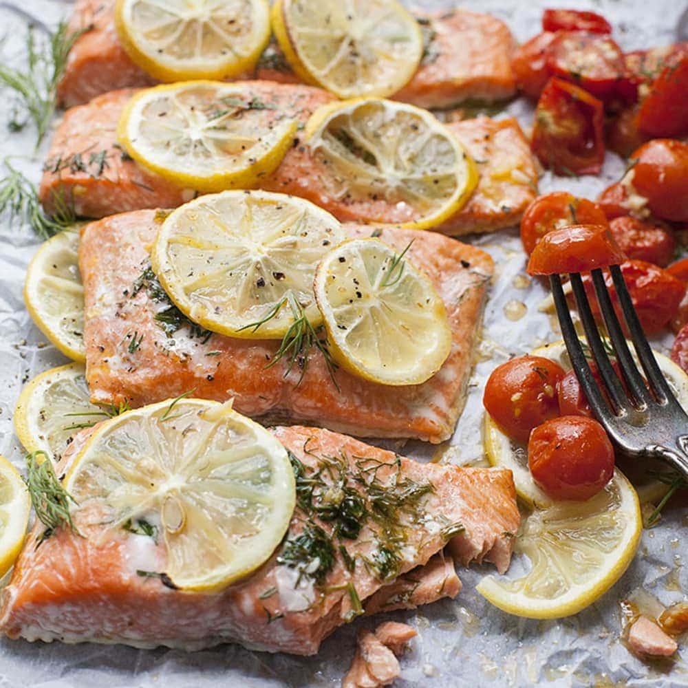 Sheet Pan Salmon With Roasted Tomatoes 4554