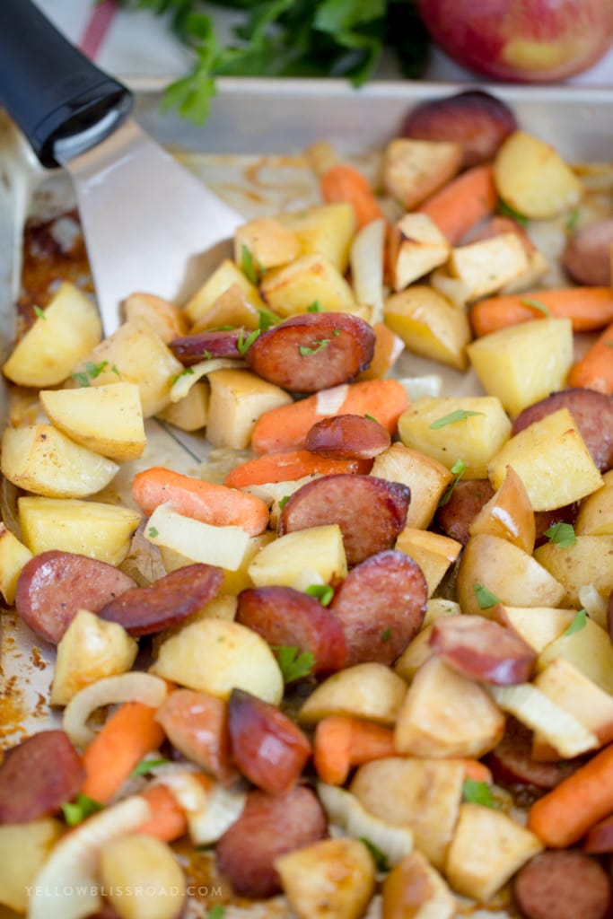 Smoked Sausage & Apples Sheet Pan Dinner