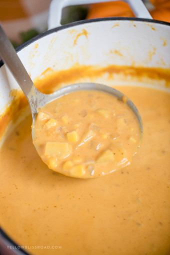Pumpkin, Corn and Potato Chowder | Rich, Earthy and Delicious Soup