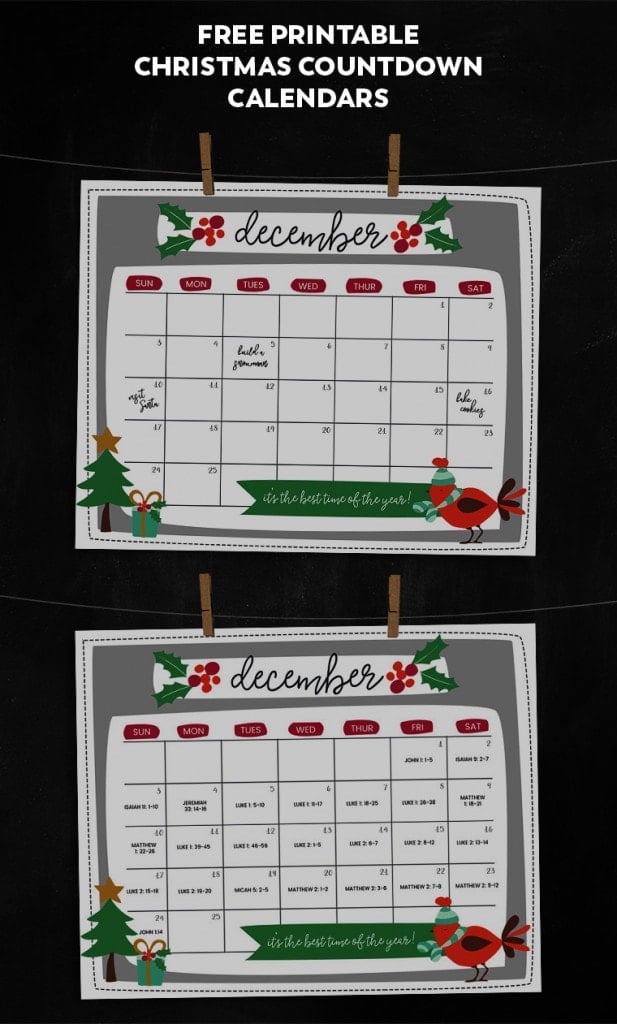 Free Printable Christmas Countdown Calendar For December