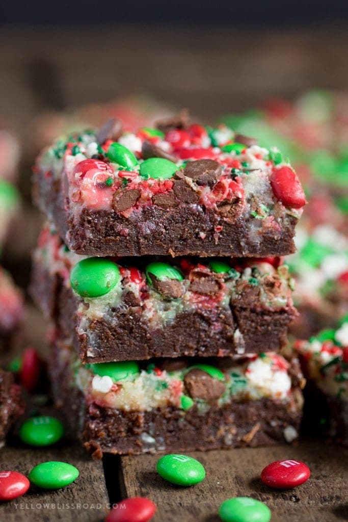 Christmas Magic Layer Brownie Bars | Holiday dessert idea