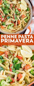 Penne Pasta Primavera with Fresh Vegetables, Lemon and Parmesan