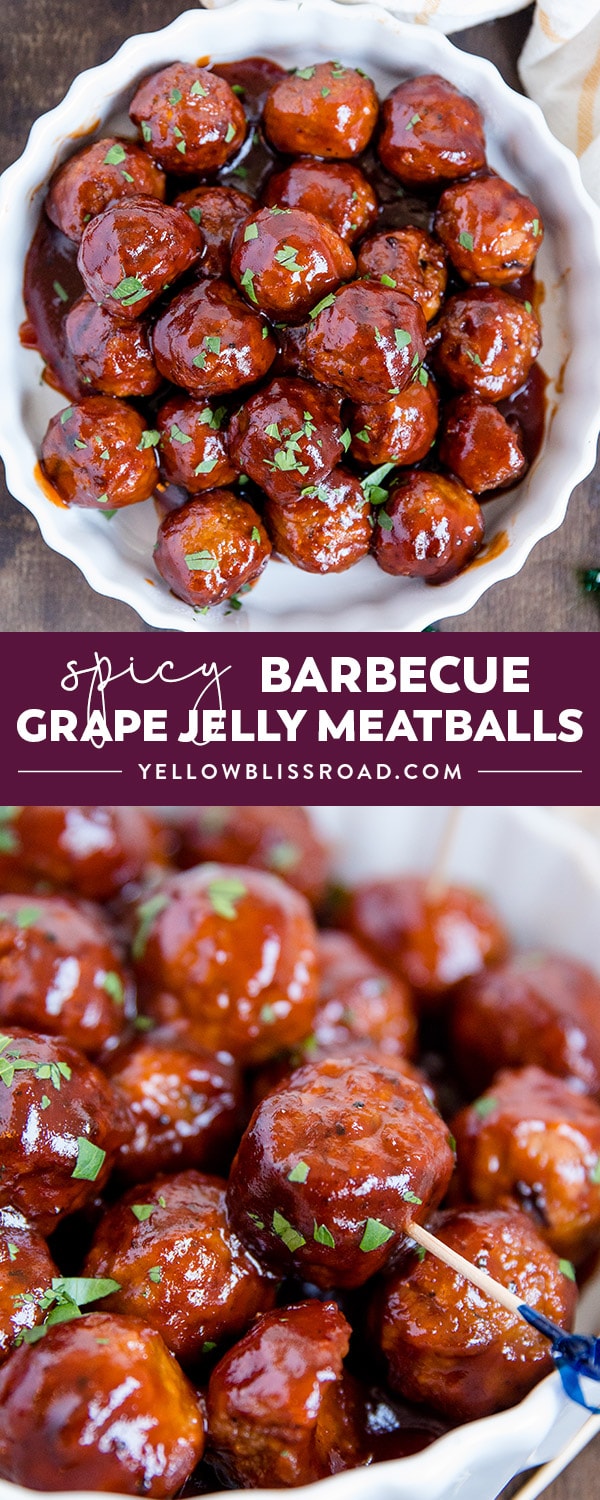 Spicy Barbecue Grape Jelly Meatballs | Appetizer or Dinner