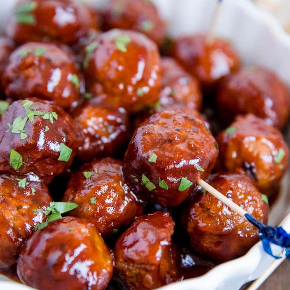 Stovetop Grape Jelly Spicy BBQ Meatball Recipe YellowBlissRoad