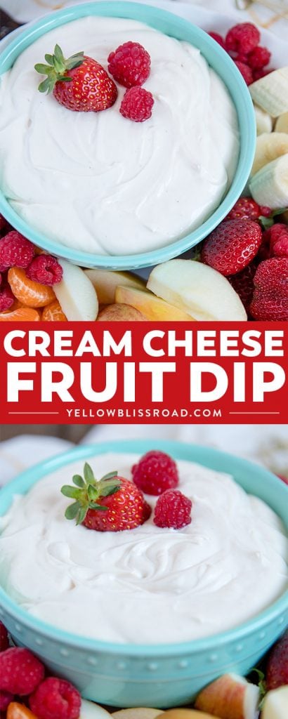 Easy 3 Ingredient Cream Cheese Fruit Dip | YellowBlissRoad.com