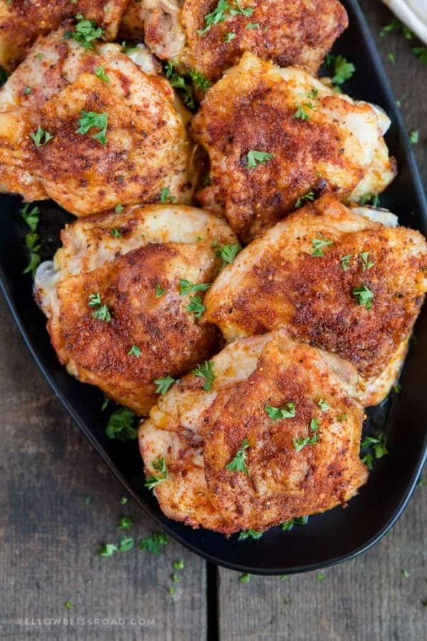 Easy Crispy Baked Chicken Thighs | Yellow Bliss Road