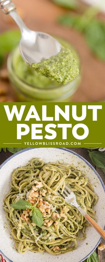 Walnut Basil Pesto Recipe - for Pasta, Sandwiches, Pizza and More!