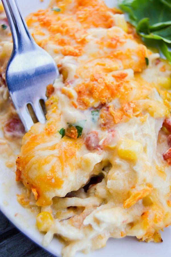 Creamy Cheesy Dorito Chicken Casserole | YellowBlissRoad.com