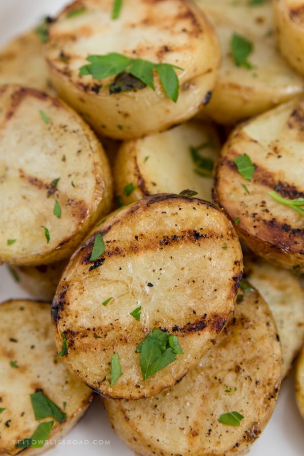 Grilled Potatoes with Garlic, Lemon and Herbs